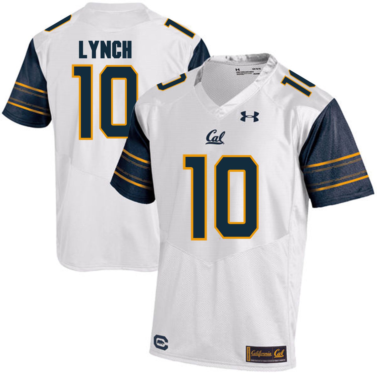 Men California Golden Bears #10 Marshawn Lynch White Customized NCAA Jerseys